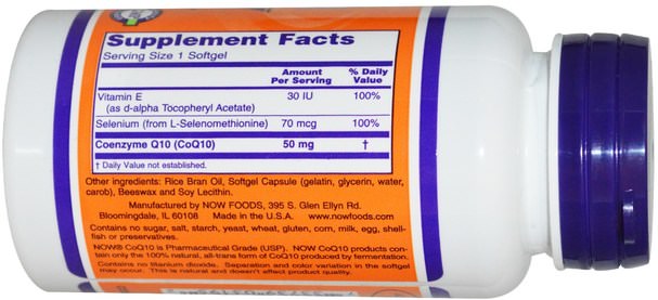 補充劑，輔酶q10，coq10 050毫克 - Now Foods, CoQ10, 50 mg, 200 Softgels