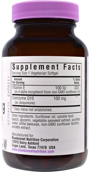 補充劑，輔酶q10，coq10 - Bluebonnet Nutrition, CoQ10, 100 mg, 120 Veggie Softgels