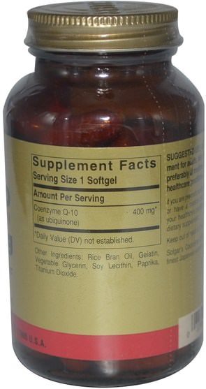 補充劑，輔酶q10，coq10 400毫克 - Solgar, CoQ-10 (Coenzyme Q-10), 400 mg, 60 Softgels