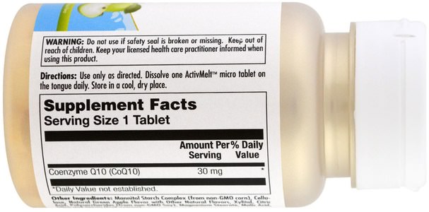 補充劑，輔酶q10 - KAL, CoQ10, ActivMelt, Green Apple, 30 mg, 90 Micro Tablets