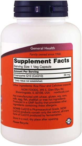 補充劑，輔酶q10 - Now Foods, CoQ10, 30 mg, 240 Veg Capsules