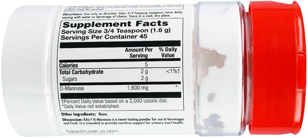 補充劑，d-甘露糖，泌尿系統健康 - KAL, D-Mannose Powder, 2.5 oz (72 g)