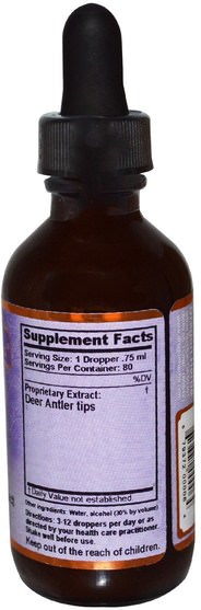 補充劑，鹿鹿茸天鵝絨 - Dragon Herbs, Deer Antler, 2 fl oz (60 ml)