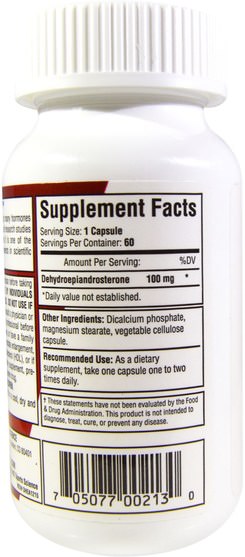 補充劑，dhea - AST Sports Science, DHEA 100, 100 mg, 60 Veggie Caps