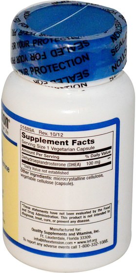 補品，dhea，健康 - Life Extension, DHEA, 100 mg, 60 Veggie Caps