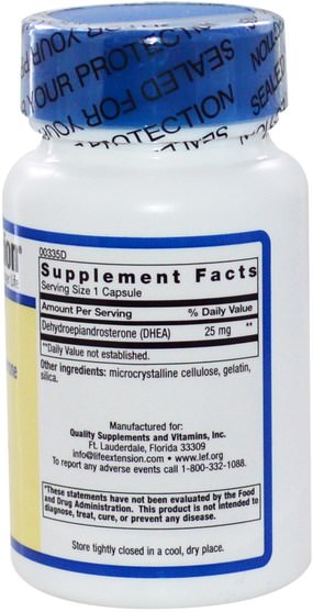補品，dhea，健康 - Life Extension, DHEA, 25 mg, 100 Capsules