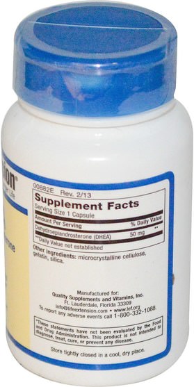 補品，dhea，健康 - Life Extension, DHEA, 50 mg, 60 Capsules