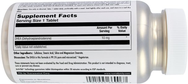 補充劑，dhea - KAL, DHEA, 10 mg, 60 Tablets