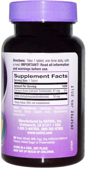 補充劑，dhea - Natrol, DHEA, 10 mg, 30 Tablets