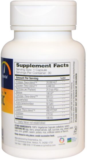 補充劑，消化酶 - Enzymedica, Digest Basic, Essential Enzyme Formula, 30 Capsules