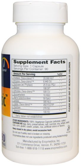 補充劑，消化酶 - Enzymedica, Digest Basic, Essential Enzyme Formula, 90 Capsules