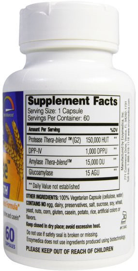 補充劑，消化酶 - Enzymedica, GlutenEase, Extra Strength, 60 Capsules