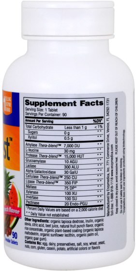 補充劑，消化酶 - Enzymedica, Kids Digest, Chewable Digestive Enzymes, Fruit Punch, 90 Chewable Tablets