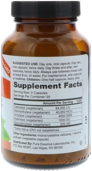 補充劑，消化酶，健康，念珠菌 - Pure Essence, Labs, Candex, 40 Vegi-Caps