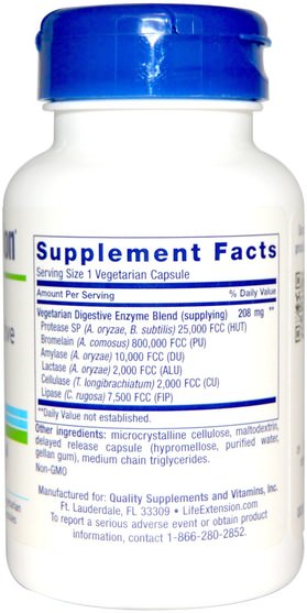 補充劑，消化酶 - Life Extension, Enhanced Super Digestive Enzymes, 60 Veggie Caps