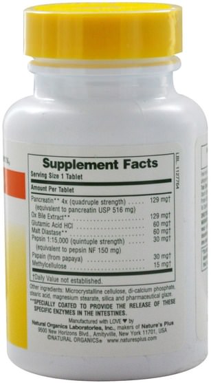 補充劑，消化酶 - Natures Plus, Digestive Enzyme Supplement, 90 Tablets