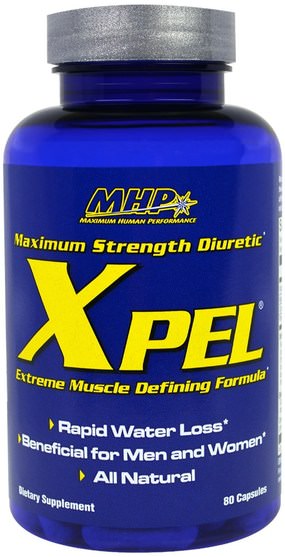 補充劑，利尿劑水丸，減肥，飲食 - Maximum Human Performance, Xpel, Maximum Strength Diuretic, 80 Capsules