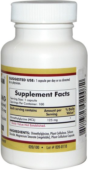 補充劑，dmg（正二甲基甘氨酸），健康 - Kirkman Labs, DMG (Dimethylglycine), 125 mg, 100 Capsules