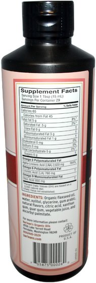 補充劑，efa omega 3 6 9（epa dha），barleans亞麻油 - Barleans, Omega Swirl, Flax Oil, Strawberry Banana, 16 oz (454 g)