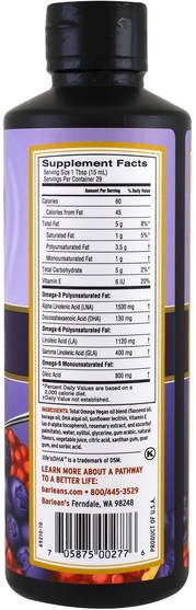 補充劑，efa omega 3 6 9（epa dha），barleans omega - Barleans, Total Omega 369 Vegan, Pomegranate Blueberry, 16 oz (454 g)