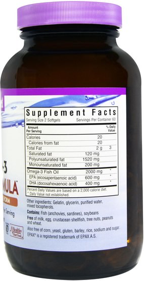 補充劑，efa omega 3 6 9（epa dha） - Bluebonnet Nutrition, Natural Omega-3 Heart Formula, 120 Softgels