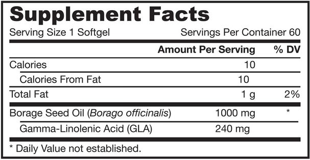 補充劑，efa omega 3 6 9（epa dha），琉璃苣油 - Jarrow Formulas, Borage, GLA-240, 1000 mg, 60 Softgels