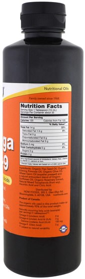 補充劑，efa omega 3 6 9（epa dha），琉璃苣油 - Now Foods, Omega 3-6-9, 16 fl oz (473 ml)