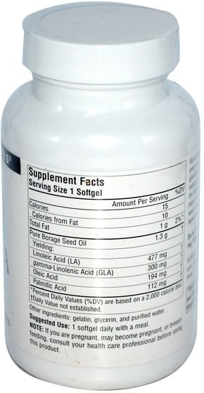 補充劑，efa omega 3 6 9（epa dha），琉璃苣油 - Source Naturals, Mega-GLA 300, 60 Softgels