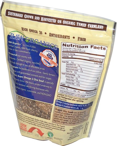 補充劑，efa omega 3 6 9（epa dha），正大種子 - Garden of Life, Organic Chia Seed, 12 oz (340 g)