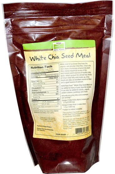 補充劑，efa omega 3 6 9（epa dha），正大種子 - Now Foods, Real Food, White Chia Seed Meal, 10 oz (284 g)