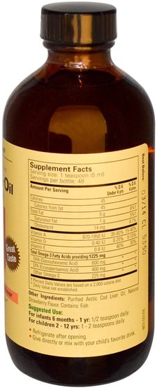 補充劑，efa omega 3 6 9（epa dha），魚肝油，魚肝油液 - ChildLife, Cod Liver Oil, Natural Strawberry Flavor, 8 fl oz (237 ml)