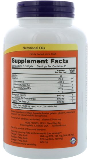 補充劑，efa omega 3 6 9（epa dha），dha，epa，琉璃苣油 - Now Foods, Super Omega 3-6-9, 1200 mg, 180 Softgels