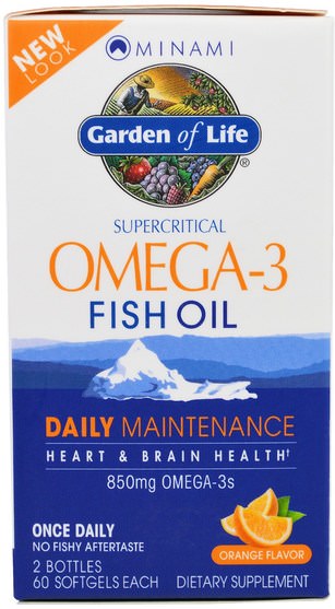 補充劑，efa omega 3 6 9（epa dha），dha，epa - Minami Nutrition, Supercritical, Omega-3 Fish Oil, 850 mg, Orange Flavor, 120 Softgels Each