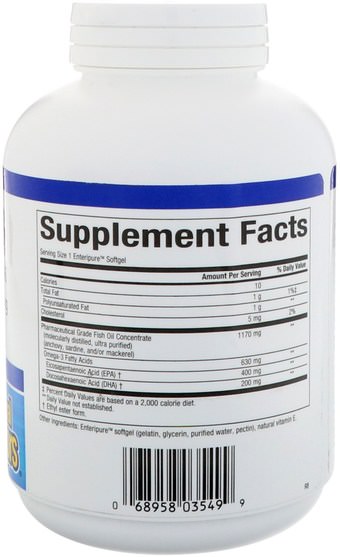 補充劑，efa omega 3 6 9（epa dha），dha，epa - Natural Factors, Rx Omega-3, 630 mg, 120 Enteripure Softgels