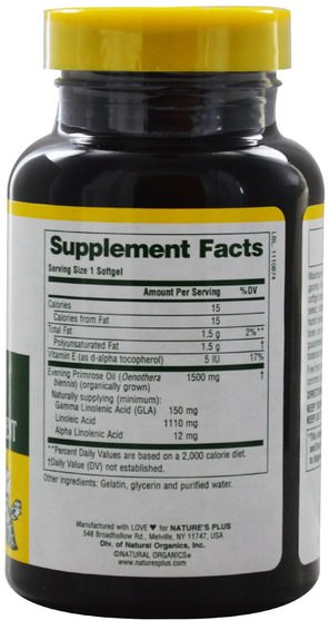 補充劑，efa omega 3 6 9（epa dha），月見草油，月見草油軟膠囊，健康，女性 - Natures Plus, Ultra EPO 1500, Maximum Potency, 60 Softgels