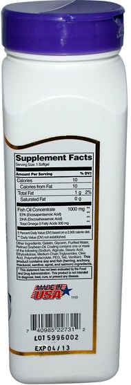 補充劑，efa omega 3 6 9（epa dha），魚油，魚油軟膠囊 - 21st Century, Fish Oil, 1000 mg, 90 Enteric Coated Softgels