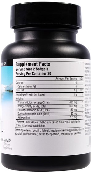 補充劑，efa omega 3 6 9（epa dha），魚油，磷蝦油 - Source Naturals, Arctic Pure, Krill Oil, 500 mg, 60 Softgels