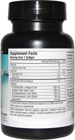 補充劑，efa omega 3 6 9（epa dha），魚油，磷蝦油 - Source Naturals, ArcticPure, Krill Oil, 1.000 mg, 30 Softgels