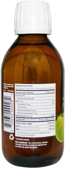 補充劑，efa omega 3 6 9（epa dha），魚油液體，ascenta nutrasea - Ascenta, NutraSea + D, Omega-3 + Vitamin D, Crisp Apple Flavor, 6.8 fl oz (200 ml) Liquid