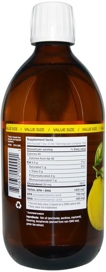 補充劑，efa omega 3 6 9（epa dha），魚油液體，ascenta nutrasea - Ascenta, NutraSea, Omega-3, Zesty Lemon Flavor, 16.9 fl oz (500 ml)