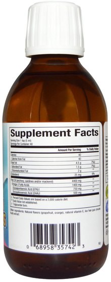 補充劑，efa omega 3 6 9（epa dha），魚油液體 - Natural Factors, SeaRich, Omega-3, 750 mg EPA/500 mg DHA, Delicious Grapefruit Punch, 6.76 fl oz (200 ml)