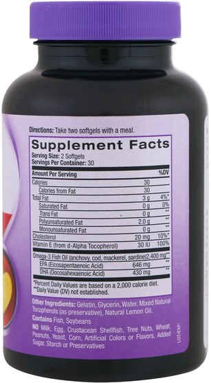 補充劑，efa omega 3 6 9（epa dha），魚油 - Natrol, Extreme Omega, 2.400 mg, 60 Softgels