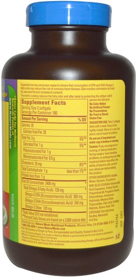 補充劑，efa omega 3 6 9（epa dha），魚油，魚油軟膠囊 - Nature Made, Fish Oil, Burp-Less, 1200 mg, 200 Liquid Softgels