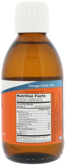 補充劑，efa omega 3 6 9（epa dha），魚油 - Now Foods, Omega-3 Fish Oil, Lemon Flavored, 7 fl oz (200 ml)