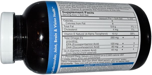 補充劑，efa omega 3 6 9（epa dha），魚油，鮭魚油 - Carlson Labs, Salmon Oil and GLA, 240 Softgels