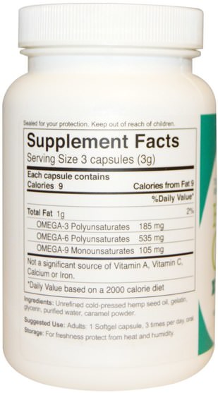 補充劑，efa omega 3 6 9（epa dha），大麻製品，大麻籽油 - Manitoba Harvest, Hemp Oil, 1000 mg, 60 Softgel Capsules