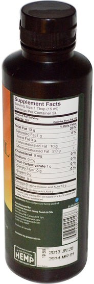 補充劑，efa omega 3 6 9（epa dha），大麻製品，大麻籽油 - Manitoba Harvest, Hemp Oil, 12 fl oz (355 mL)