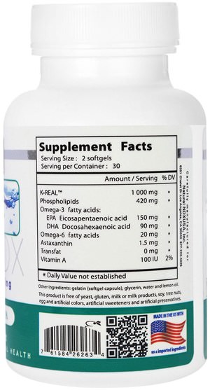 補充劑，efa omega 3 6 9（epa dha），磷蝦油，dha，epa - Natural Dynamix, Krill Oil DX, 1000 mg, 60 Softgels