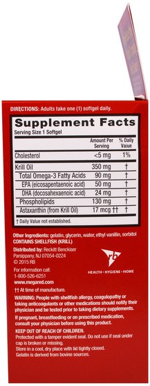 補充劑，efa omega 3 6 9（epa dha），磷蝦油 - Schiff, MegaRed, Omega-3 Krill Oil, 350 mg, 90 Softgels