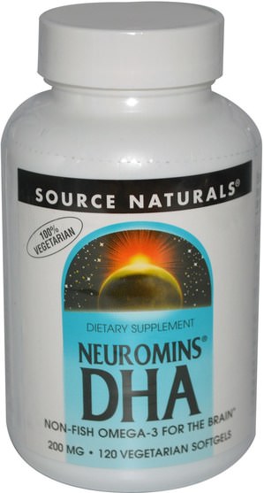 補充劑，efa omega 3 6 9（epa dha），dha neuromins - Source Naturals, Neuromins DHA, 200 mg, 120 Veggie Softgels